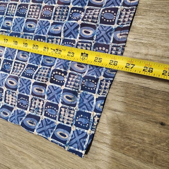 Vtg Kathie Lee Top Womens Size 16W Blue Geometric Boho Cottagecore Boxy Satin - Picture 8 of 9
